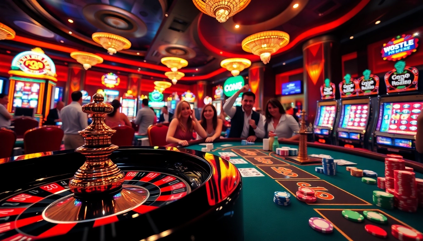 Experience the thrills of casino gaming with go8 roulette wheels and vibrant slot machines.