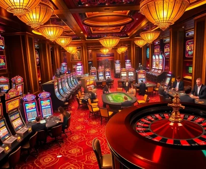 Experience thrilling gaming action at gilajp casino with vibrant slots and poker tables.
