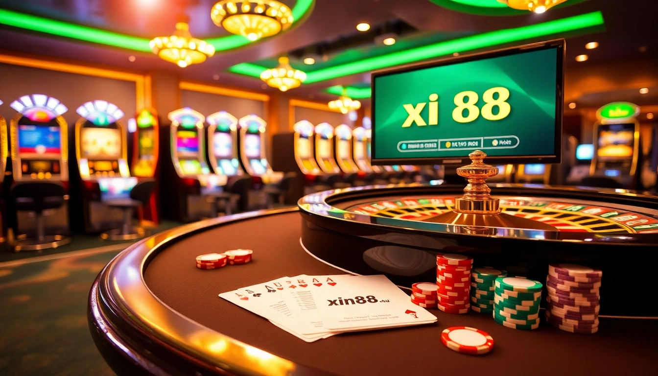 Experience the thrill of betting at https://xin88.icu/ with vibrant casino visuals of roulette and poker chips.