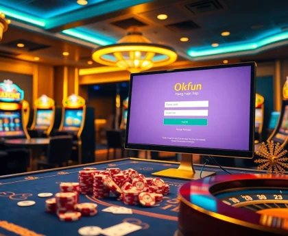 Login to okfun for thrilling online gaming experiences with exciting casino visuals.