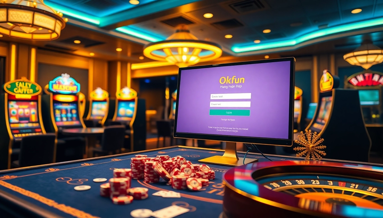 Login to okfun for thrilling online gaming experiences with exciting casino visuals.