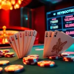Experience thrilling casino action with Boosterjp at a lavish poker table surrounded by excitement.