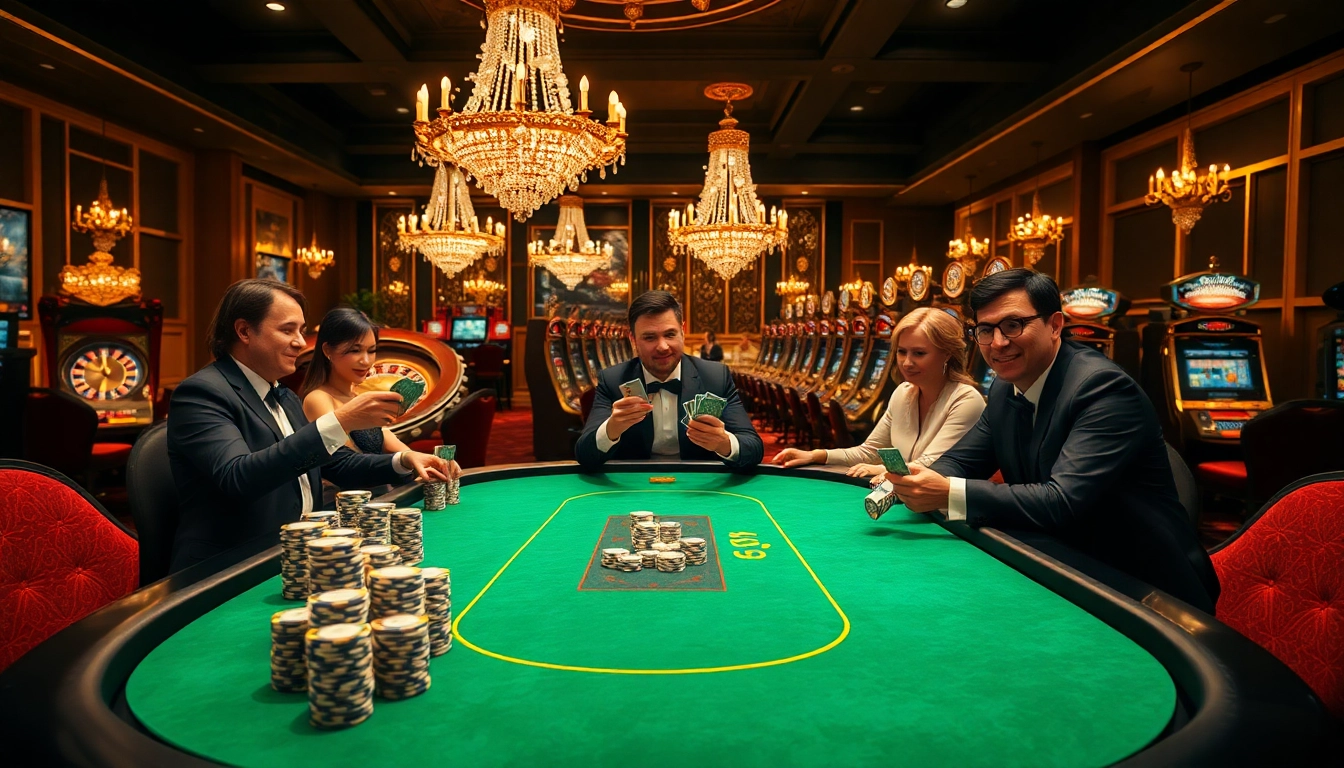 Gamble at the luxurious KK55 poker table with vibrant chips and eager players under warm lights.