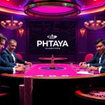 PHTAYA players engaged in an intense poker game at a luxurious casino table.