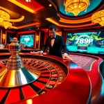 Experience thrilling gameplay at 789p's luxurious casino, showcasing roulette and poker action.
