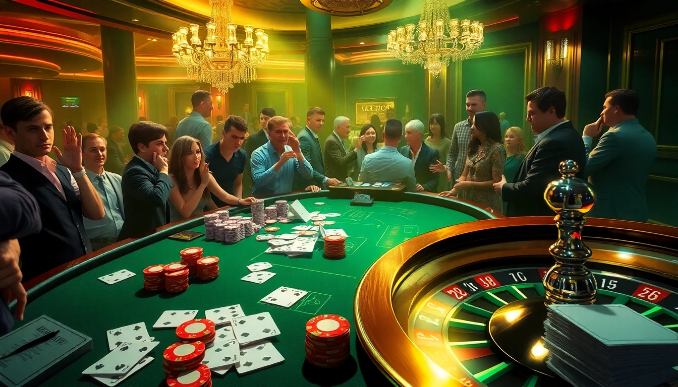 The hidden wiki influences an exciting casino scene with players at a poker table and a roulette wheel.