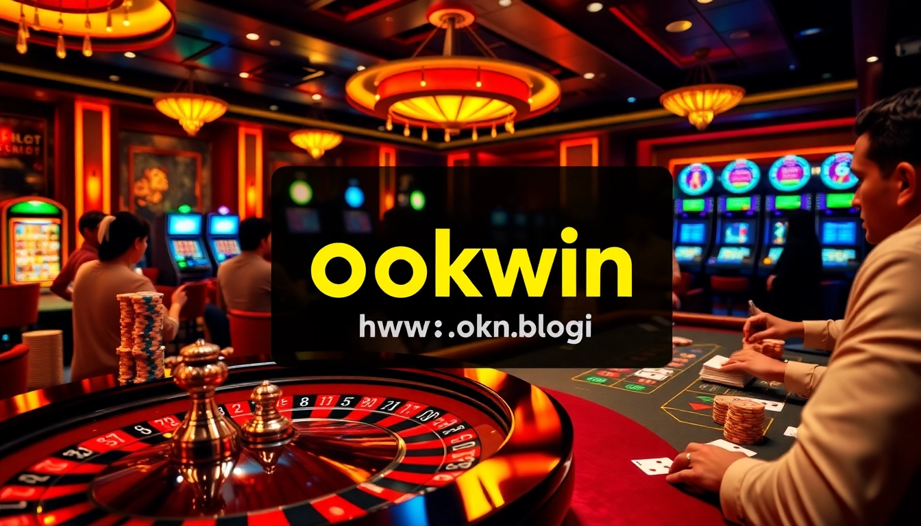 Experience thrilling gaming action at https://okwin.blog/ with vibrant poker tables and roulette wheels.