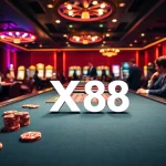 Experience the thrill of gambling at an upscale casino featuring X88-themed gaming concepts.