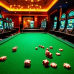 Experience exhilarating gaming moments at PGSLOT IN with a vibrant casino scene filled with slots and poker.