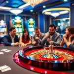 Experience the thrill of rajatoto88 with excited players at a luxurious casino gaming table.