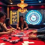 Engaging scene of players enjoying game bài with vibrant casino elements