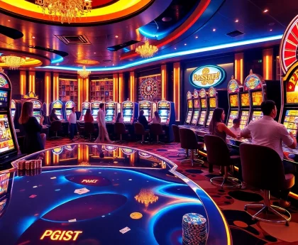Experience the thrill of PGSLOT with vibrant slot machines and casino excitement.