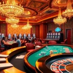 Experience the thrill at 789win đăng nhập with players at a lively casino scene featuring poker tables and roulette wheels.