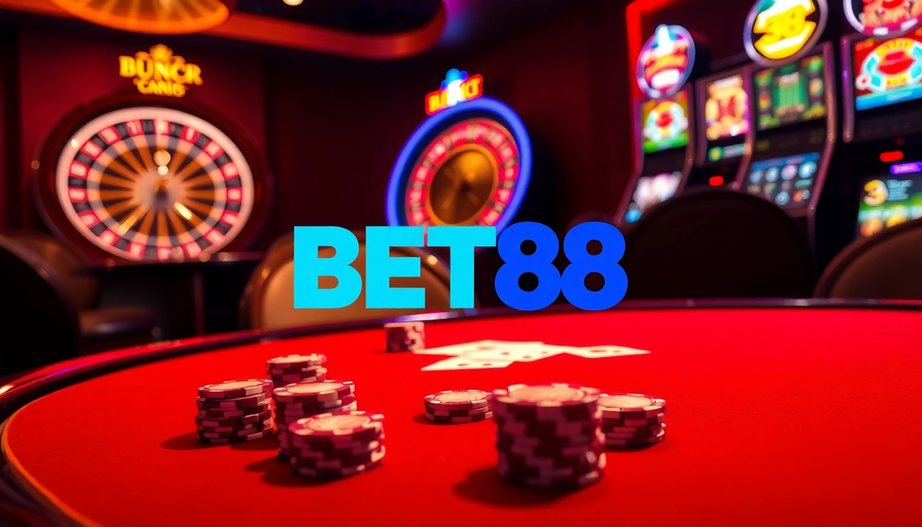 Engage in thrilling poker gameplay with BET88's vibrant casino atmosphere.