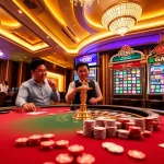 Players enjoying high-stakes poker at u888 casino, showcasing excitement and luxury in gambling.