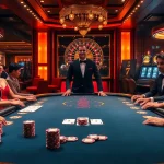 Người chơi cá cược tập trung lên chiến lược tại bàn poker, thể hiện sự phấn khích cg79 trong không gian casino sang trọng.