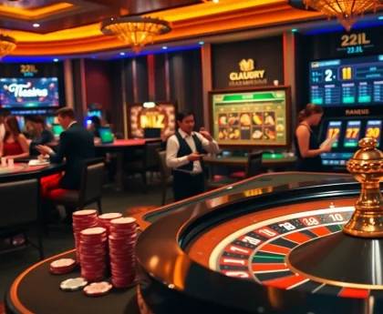 Players enjoy thrilling casino games at 22JL, inspired by luxurious gambling experiences.
