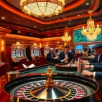 Experience the luxury12 gambling atmosphere with engaging slot machines and excited players.