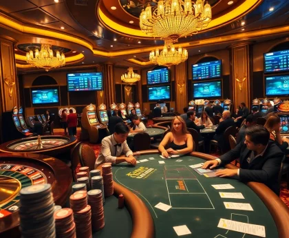 Winning big at the poker table, featuring vibrant casino elements from https://go88club.page/ in a dynamic scene.