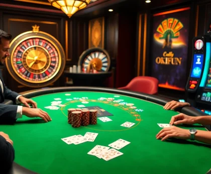 Experience vibrant poker action at OKFUN Casino with thrilling games and high-stakes excitement.