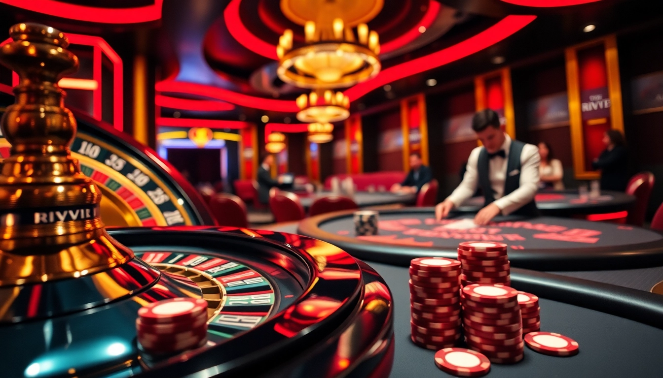 Rikvip players enjoying a thrilling game of blackjack in a luxurious casino.