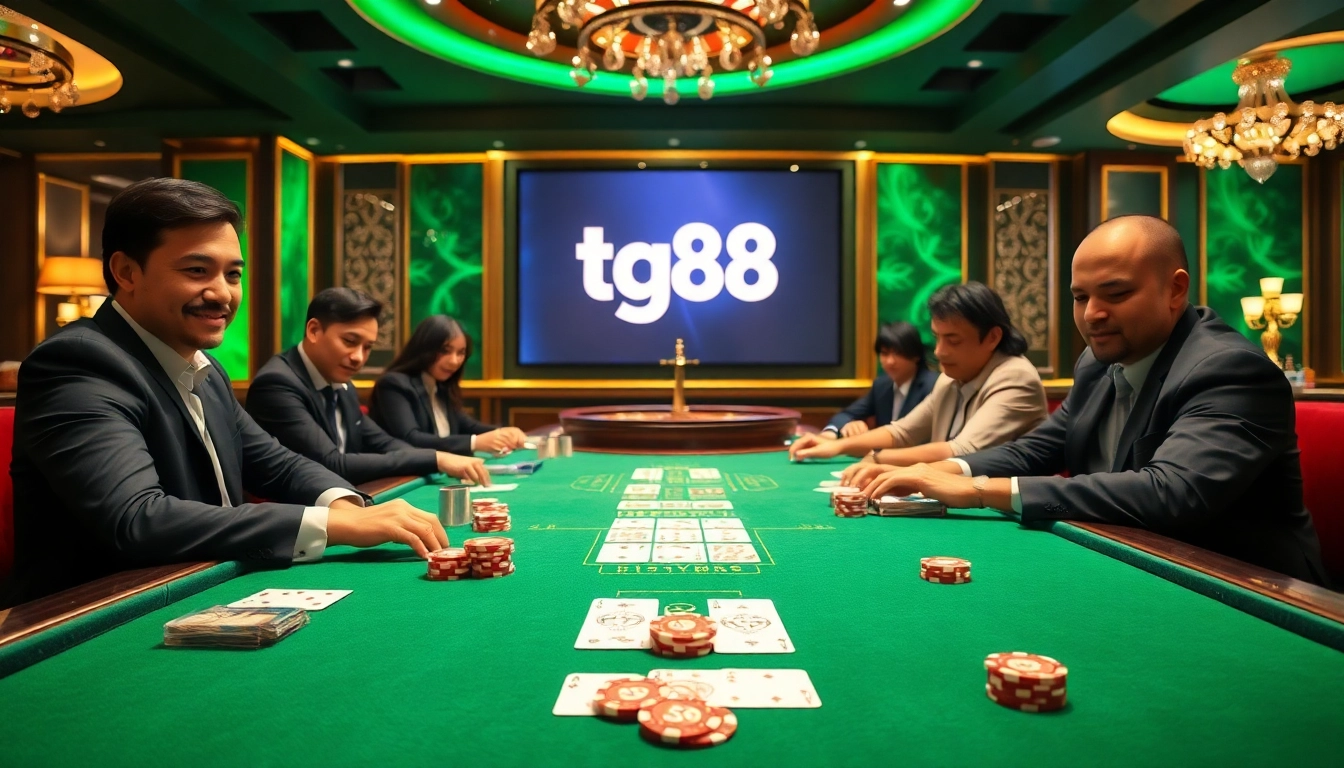 Experience thrilling poker action at tg88 with luxurious gaming tables and vibrant ambiance.