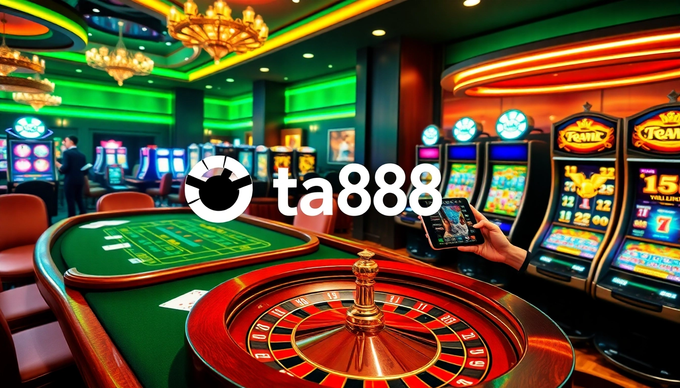 Experience thrilling gameplay at ta88 with vibrant casino tables, immersive online gaming, and luxurious decor.