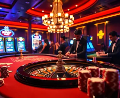 Rikvip players enjoying a vibrant casino atmosphere at a professional gaming table.