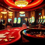 Experience the excitement of gambling with go8 themed luxury casino visuals featuring poker and roulette tables.