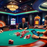 Players enjoying high-stakes games at Jun 88 casino, showcasing poker, roulette, and vibrant slot machines.