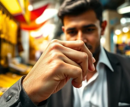 Valutazione oro nel compro oro roma, esperto esamina anello d'oro nel mercato.