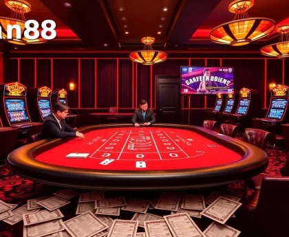 Experience thrilling bets at Man88's sophisticated gaming tables and slot machines.