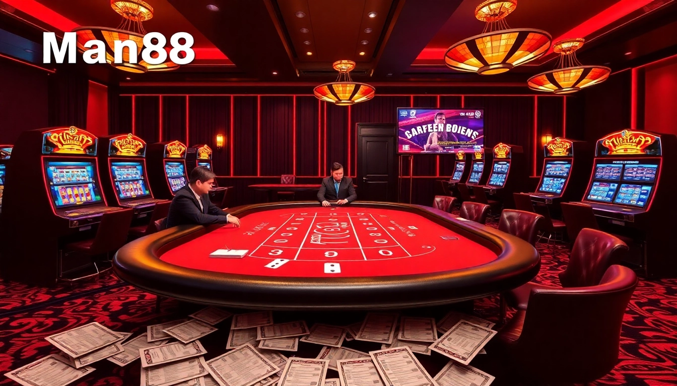 Experience thrilling bets at Man88's sophisticated gaming tables and slot machines.