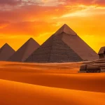 View of pyramids at https://piraminds.com/ against a dramatic sunset sky, showcasing ancient grandeur.