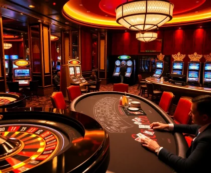 Experience the excitement of gambling at the TOP CLUB casino featuring roulette and poker.