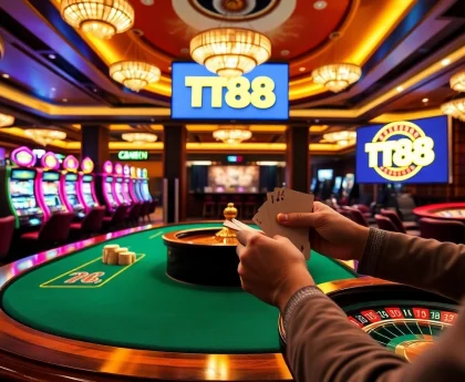 Experience the thrill of TT88 gaming with vibrant tables and excited players.