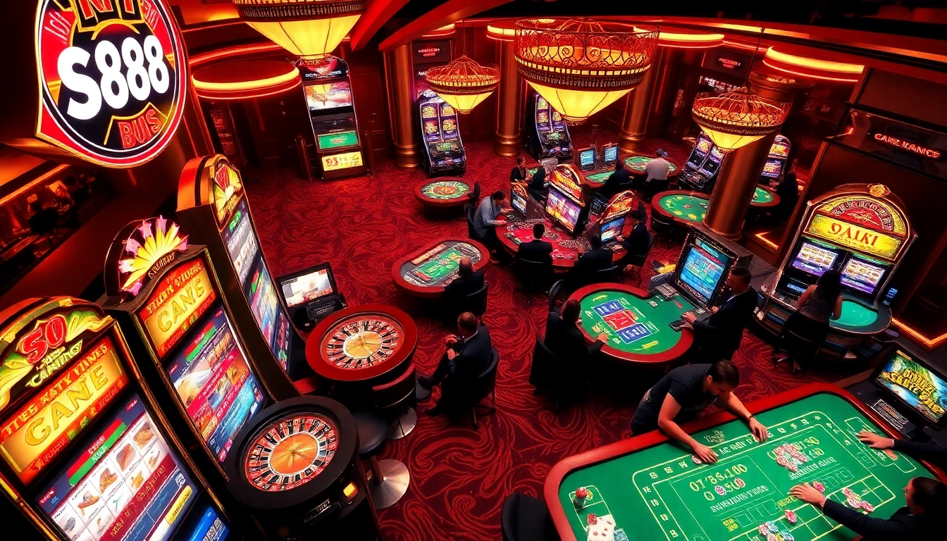 Siu88 players enjoy thrilling casino excitement with vibrant slot machines and poker tables.