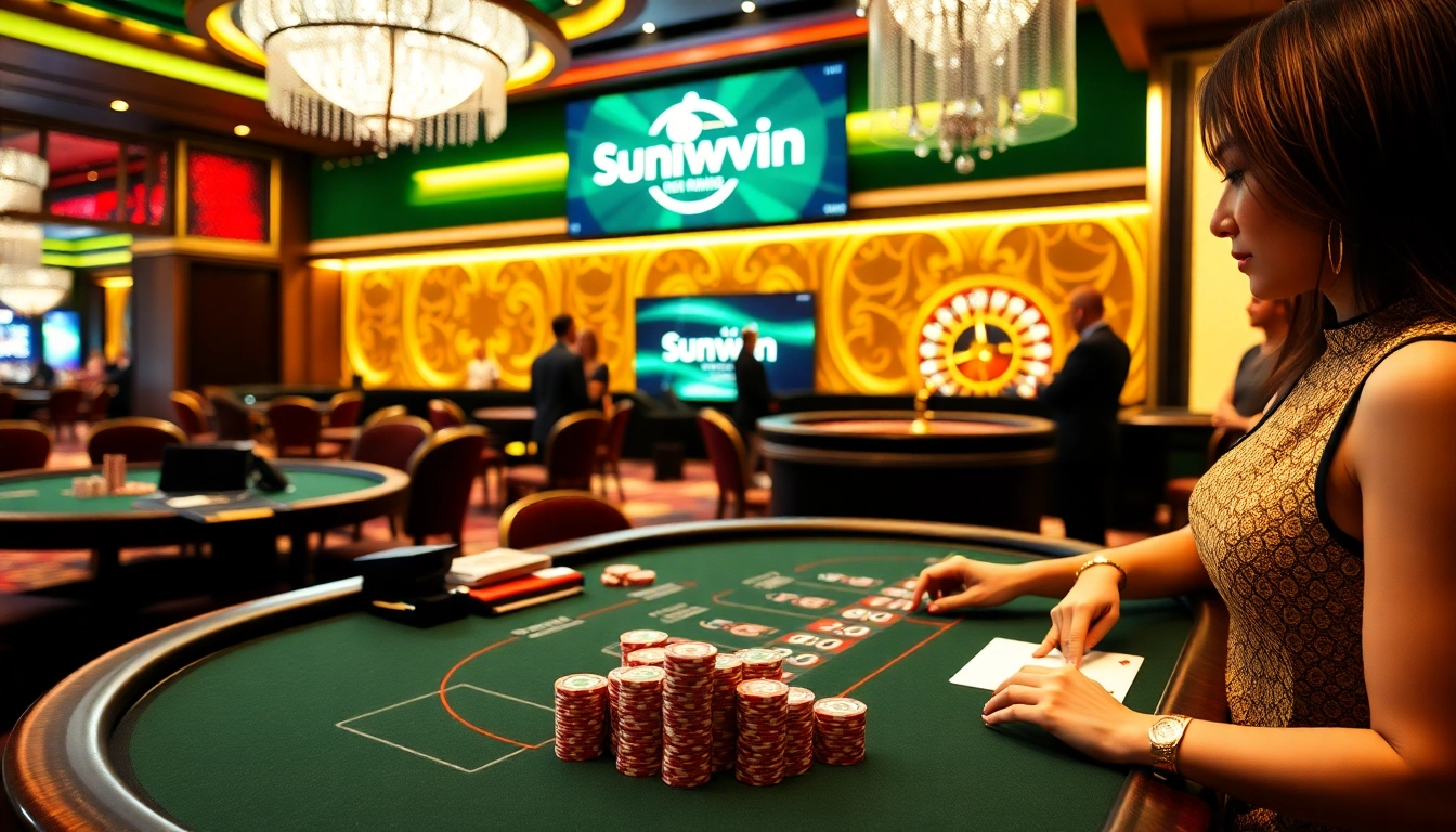 Experience excitement at Sunwin casino with vibrant tables, engaging players, and thrilling games.