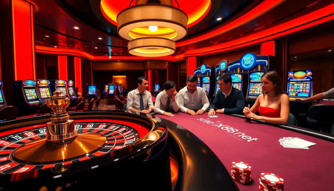 Experience the excitement of xn88 net with luxurious casino scenes featuring roulette and poker.