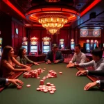 B52 Club poker players engaging at a vibrant casino table surrounded by excitement.