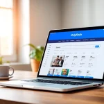 OnlyFans Search interface displayed on a modern laptop in a stylish workspace, showcasing vibrant filters.