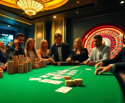 Engaging in a competitive KK55 poker game at a luxurious casino table.