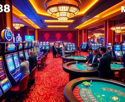 Players enjoy casino excitement with Man88 while engaging at vibrant gaming tables.