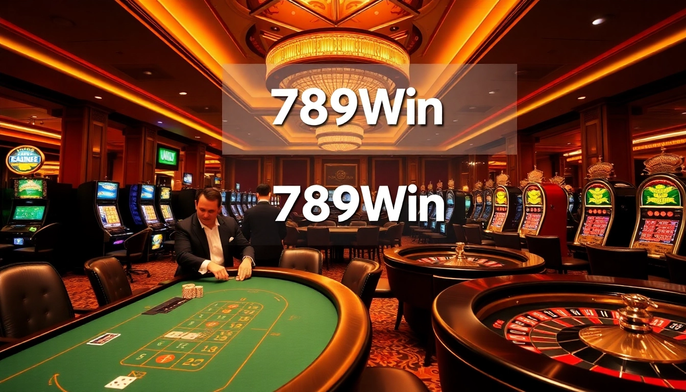 Players enjoying a thrilling game at 789Win casino, featuring vibrant tables and slot machines.
