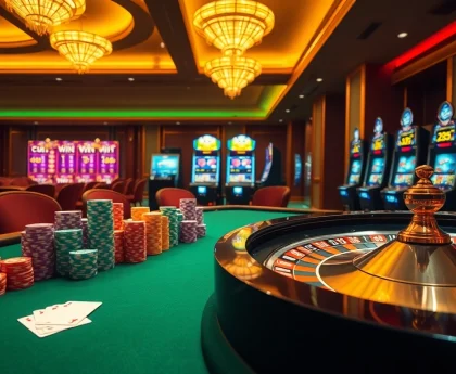 Experience the thrill of winning at SLVIP, featuring vibrant casino tables and engaging online interfaces.