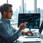 Engaging professional utilizing SME AI consulting services in a modern office environment.