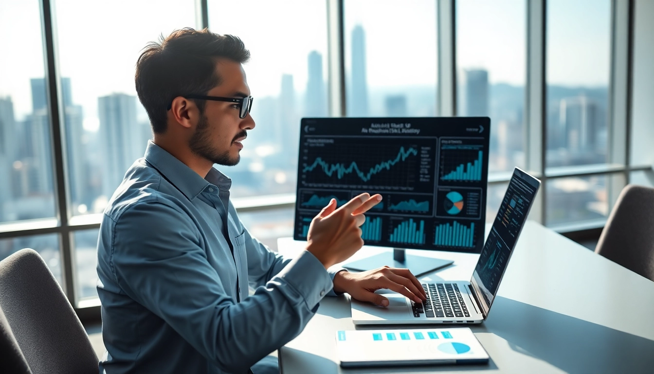 Engaging professional utilizing SME AI consulting services in a modern office environment.