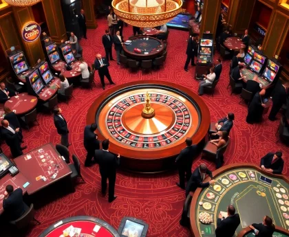 Players engage energetically at a luxurious casino scene showcasing the vibrant atmosphere of 24kclub.