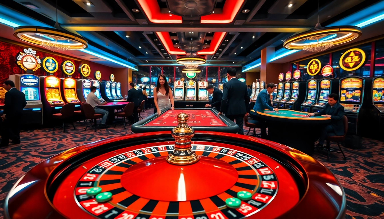 Engaged gamblers placing bets at an exciting casino table scene, featuring https://gamenohu99.com/.