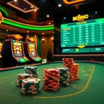 Experience the excitement of QQMacan with vibrant slot machines and betting interfaces in a luxurious casino.